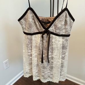 Robert Rodriguez Silk Lace Velvet Camisole Cream/Brown Fall 2025 Trend
